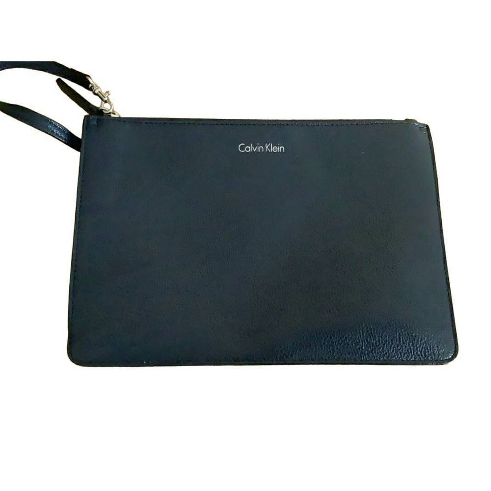 Calvin Klein Large Black Wristlet Wallet Zipper Pouch 10" L, 9" H, 1" D